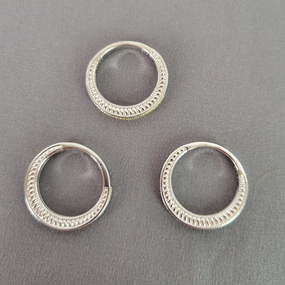 Set Of 3 Sparkling Silver & Multi Color Sapphire … - image 8